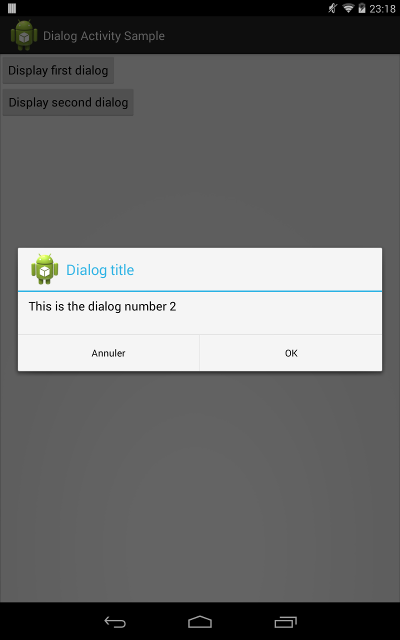 Dialog on top of a basic activity